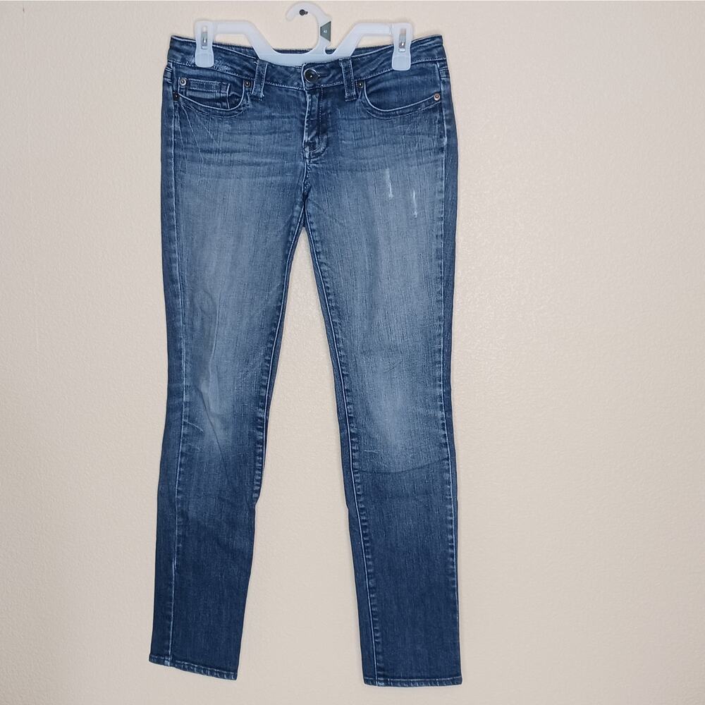 Refuge Womens Skinny Jeans Juniors 5R Blue Whiskered Stretch Slim Low Rise